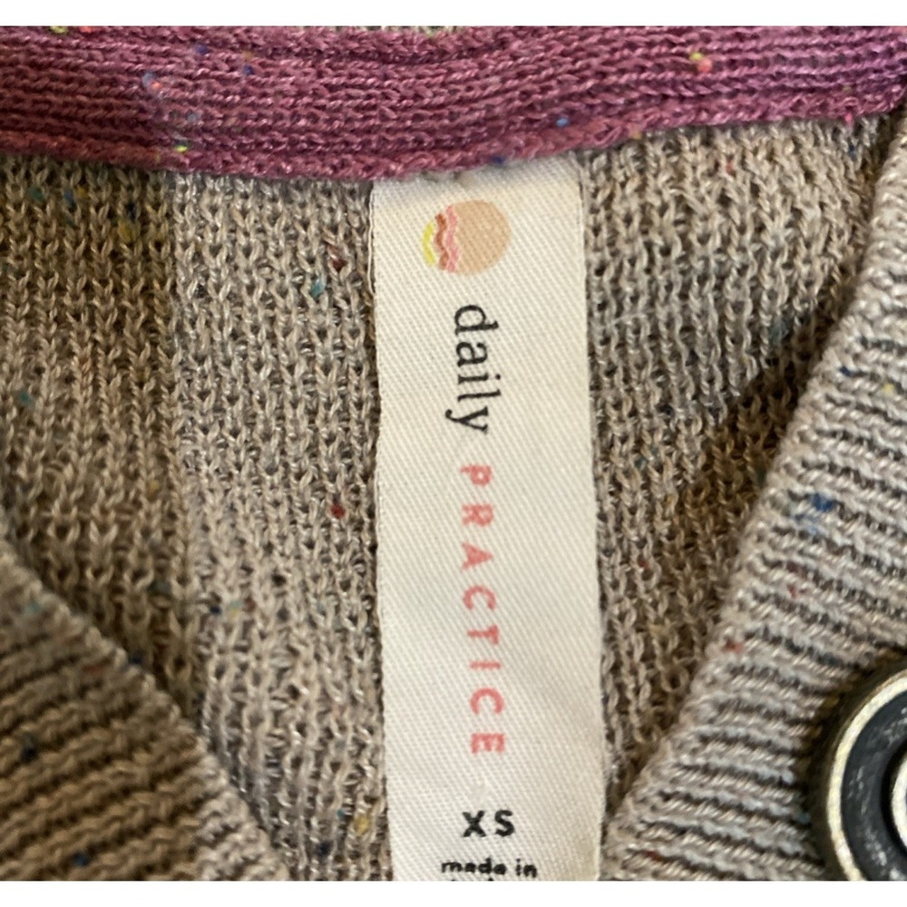 Daily Practice Anthropologie‎ Beige Confetti V-Neck Waffle Knit Sweater Size XS - Picture 7 of 9